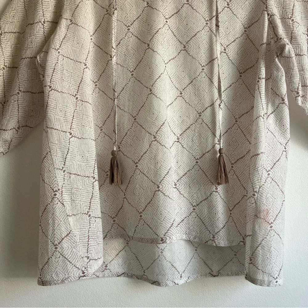 Oliphant Cotton Voile Tunic Top in Trellis Print